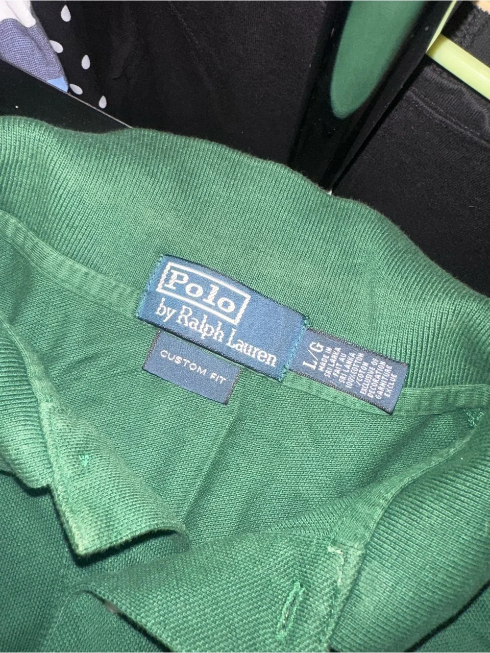 Ralph‎ Lauren Vintage Size Large Mens Green Polo with Large Gold Pony Embroidery
